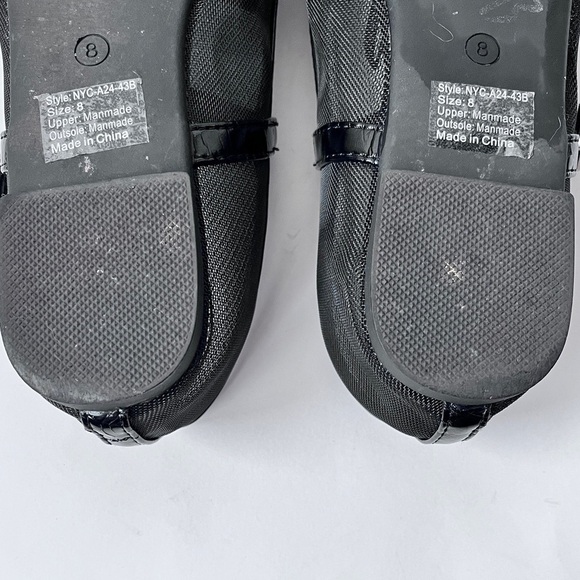 NY&CO Black Minimalist Mesh Patent Leather Mary Jane Ballet Flats Size 8 - Picture 16 of 16